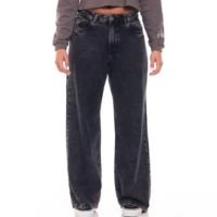 Calça Freesurf Wide Leg Estonada Black Denin Tamanho:40;Cor: - Preto