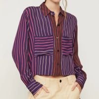 Camisa Manga Longa Cropped De Viscose Estampada