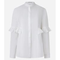 Camisa em Tricoline com Botões e Babado nas Mangas Branco