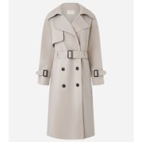 Trench Coat em Gabardine com Cinto Afivelado Bege