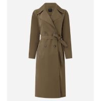 Casaco Trench Coat em Tricoline com Botões e Cinto Marrom