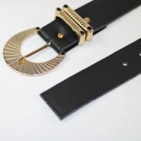 Cinto Feminino Fivela Metálica Concha com Dois Passantes Metálicos Preto -