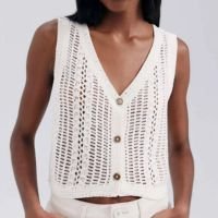 Colete Feminino Em Tricô Hering - Off White