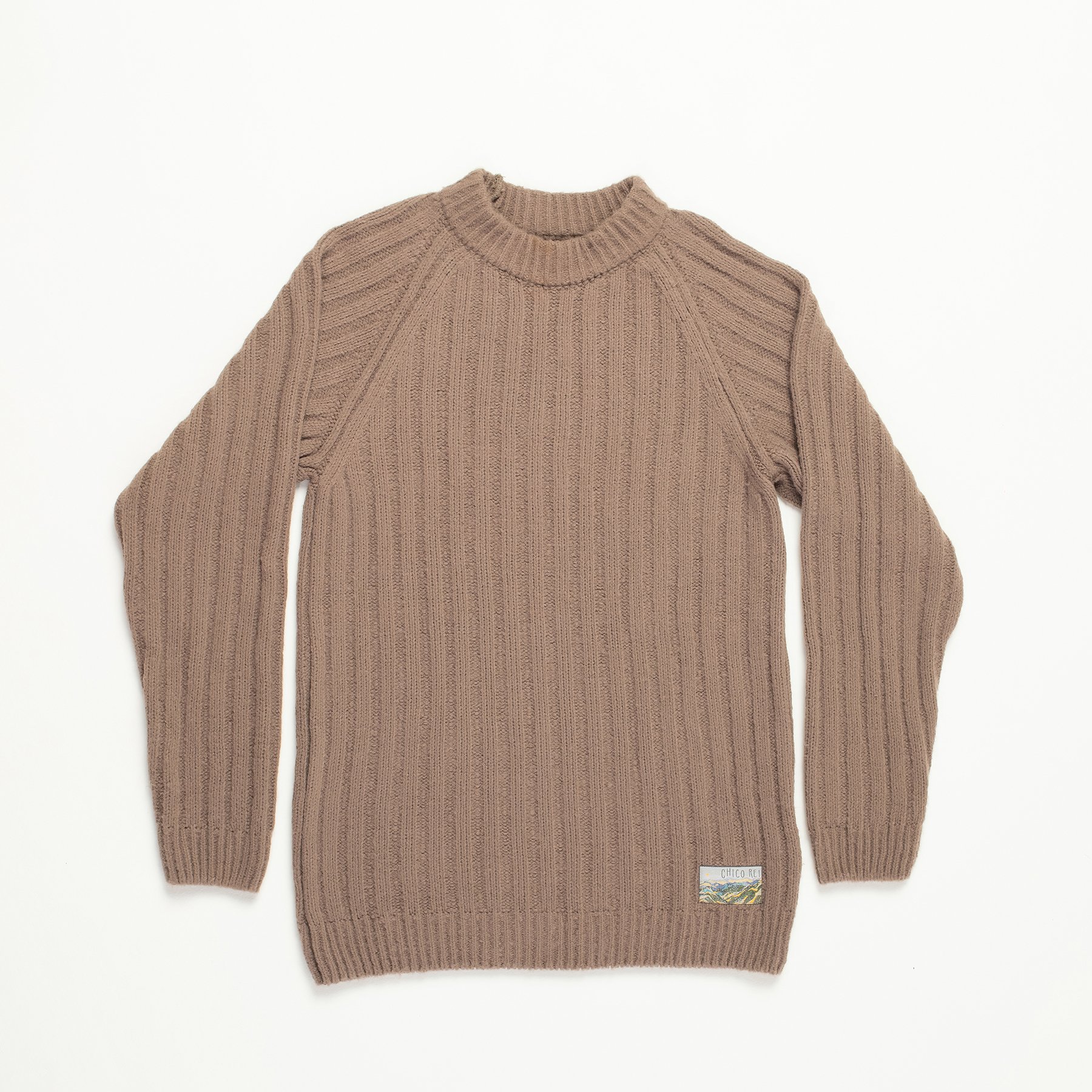 Suéter de Tricot Canelado Marrom Mocha Mousse