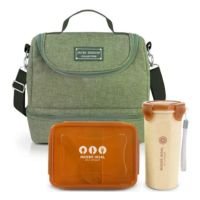 Bolsa Térmica Lancheira Necessaire Alça Ombro Kit Marmita e Copo Box Fitnes