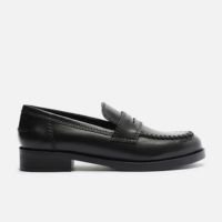 Mocassim Preto Couro Bloco Costuras