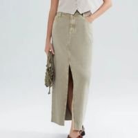 Saia Longa Em Sarja Estonada - Caqui 040 - Marrom Claro