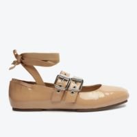 Sapatilha Raika Verniz Amarração Bege