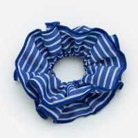 Scrunchie com Estampa Listrada Azul/Branco