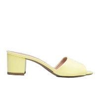 Sandália Tamanco Feminino Amarelo Salto Bloco Baixo