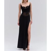 VESTIDO LONGO ESTRUTURADO MALHA SHINE PRETO