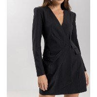 Vestido Curto De Mangas Longas Em Alfaiataria