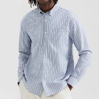 camisa masculina manga longa fio tinto listrada - azul