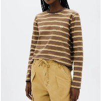 Blusa Hering Manga Longa Listrada Feminina - Marrom