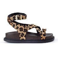 Sandália Feminina Dany Fivela Regulável Abs Dedo Animal Print Onça