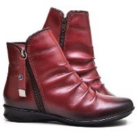 Bota Cano Curto Feminina Sola Flat Leve Conforto Couro Soft Dia a Dia K0703