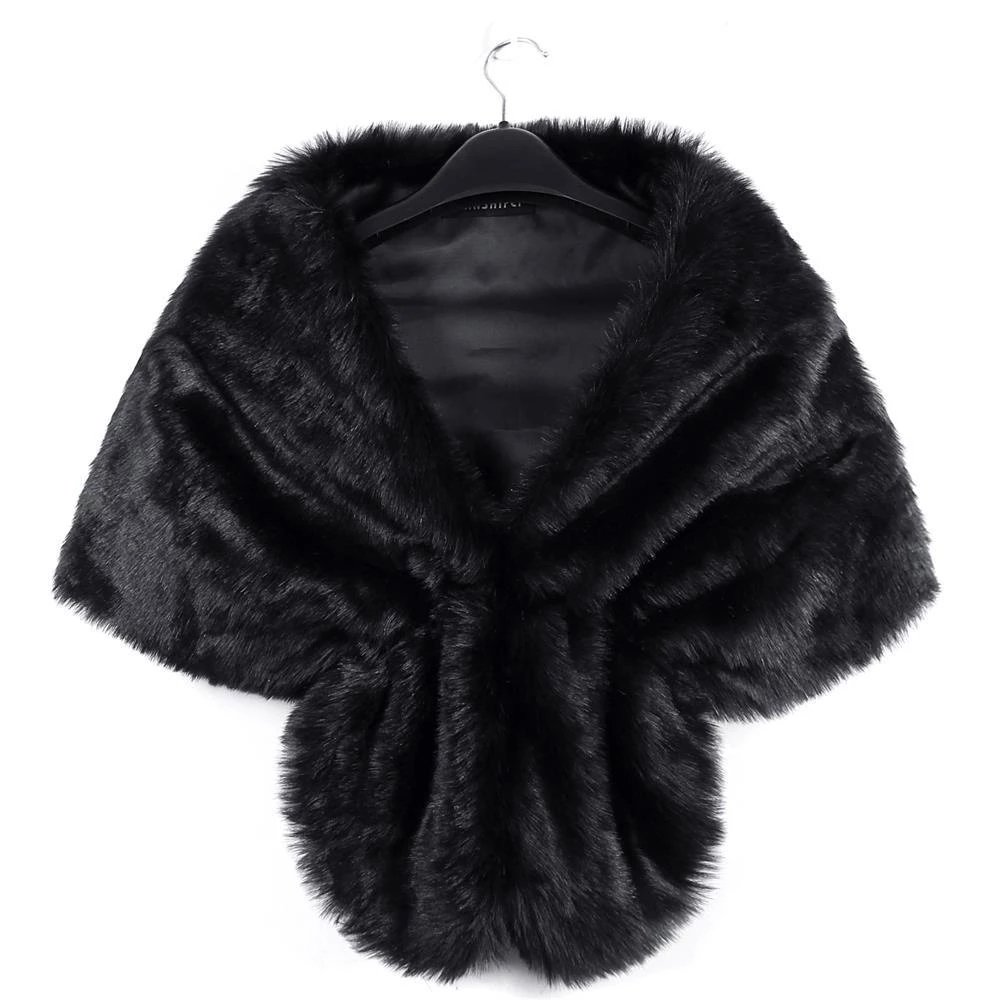 PINK1 Casaco De Noiva De Pele Faux Fur Shawl Fashion Bridal Coat Thick Unre