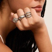 Kit 03 Anéis com Formas Diversas Prata