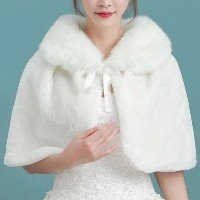 LS8 Capa De Inverno Branco Grosso Envoltório De Noiva Elegante Macia Jaquet