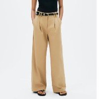 Calça Hering Cintura Alta Em Alfaiataria Feminina - Cáqui