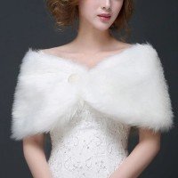 Capa De Pele De Inverno Para Mulher Quente Xale De Casamento De Noiva Branc