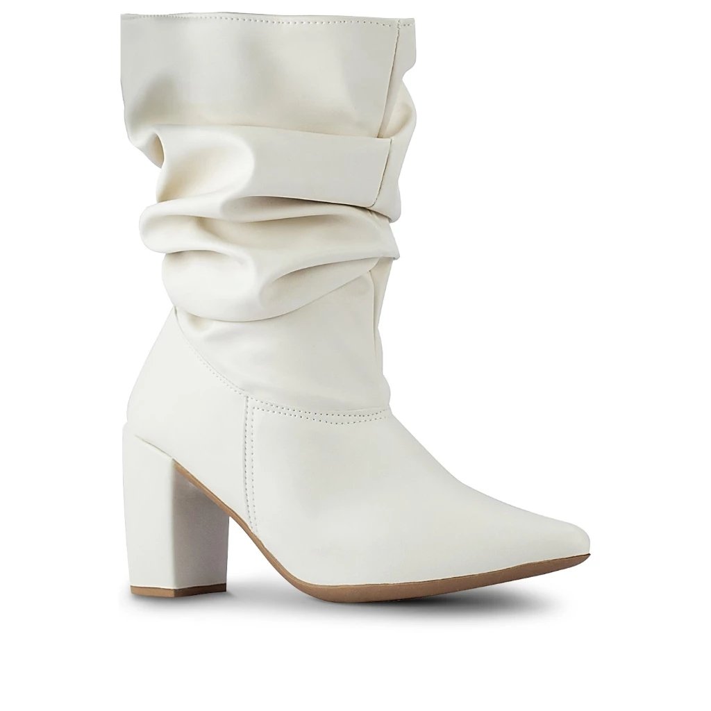 Bota Feminina Lumiss Slouchy Cano Médio Stretch Salto Alto Grosso Confortáv