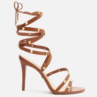 Sandália Marrom Couro Salto Fino Gladiadora Ella