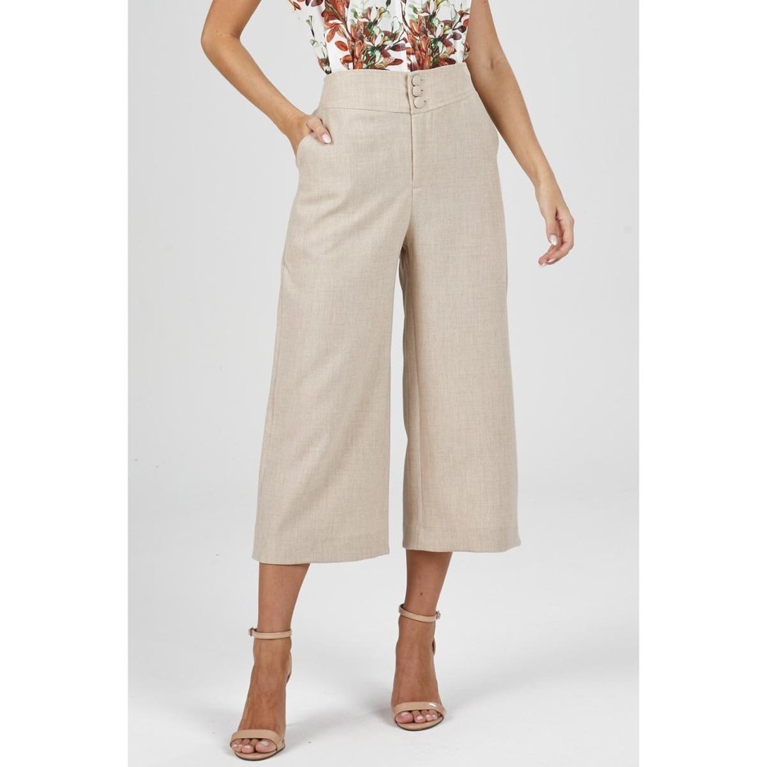 Calça PKS Pantacourt Bege-P - Bege