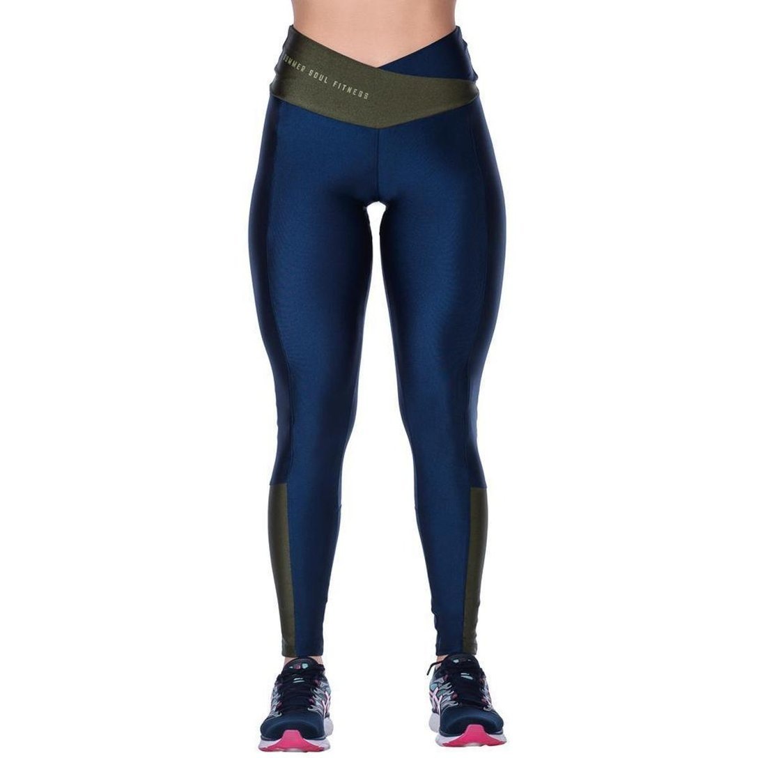 Legging Fitness com Cós Alto Transpassado – Conforto e Estilo - Marinho
