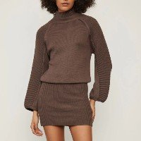 Vestido De Tricot Curto Com Detalhe Nervuras