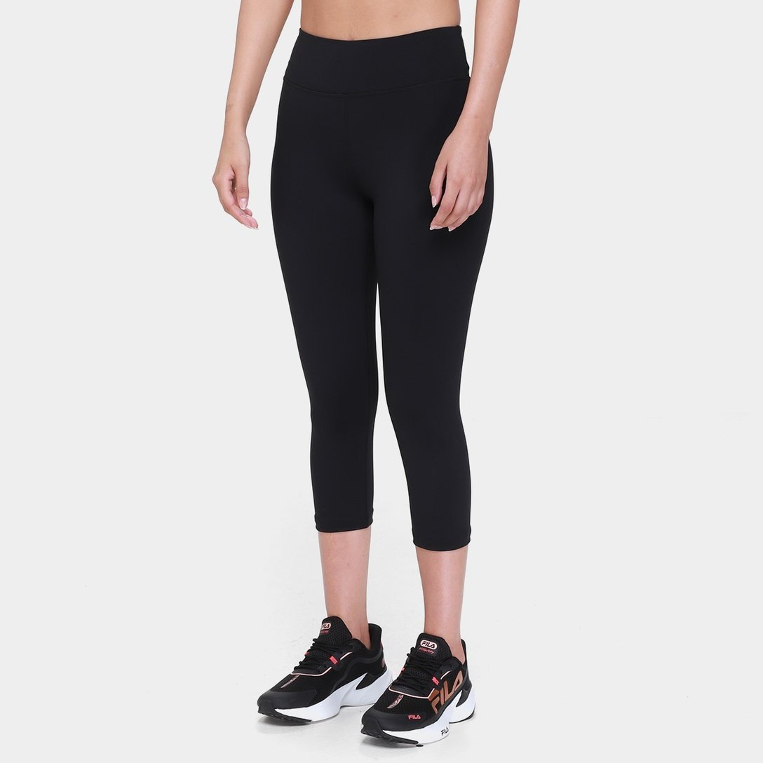 Calça Legging Capri Fila Flat Life II Feminina - Preto+Vermelho