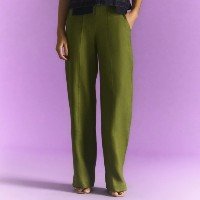 Calça Reta em Linho Florea Pólen Verde