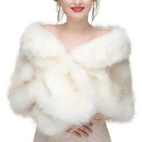 Xale de Pele Sintética para Casamento - Branco - Estilo Inverno