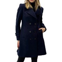 Casaco Malise Alongado Lã Batida - Marinho