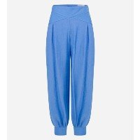 Calça em Crepe com Zíper nas Costas e Barra Elástica Ajustada Azul