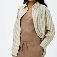 camisa feminina manga longa oversized - bege