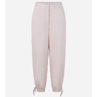 Calça Balloon em Viscose Twill e Amarração na Lateral da Barra Rosa