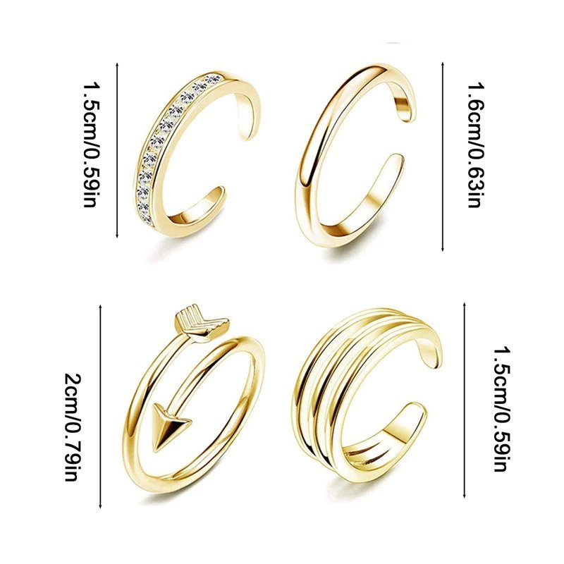 4 peças de anel de pé estilo boêmio conjunto de anel de novo estilo