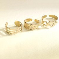 3 Pçs Dourado Retro Pé Anel De Metal Chique Conjunto Jóias Acessórios Para