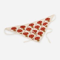 Bandada com Efeito Crochê de Cogumelos e Amarração Bege/Vermelho