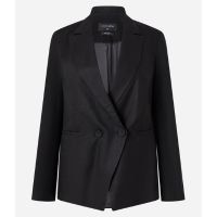 Blazer Alfaiataria em Viscolinho com Detalhe Assimétrico Preto