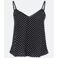 Blusa de Alça em Viscose com Estampa Poá Preto