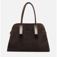 Bolsa Shopping Marrom Couro Acamurçado Grande