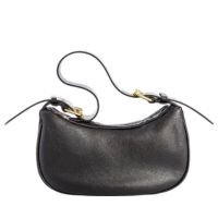 Bolsa Shoulder Leopoldine Preta em Couro Legítimo com Alça em Fivela - Pret