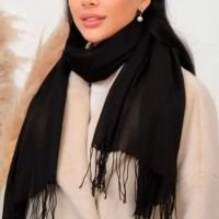 Cachecol Preto Pashmina Xale Echarpe Elegante Unissex - Sinta se Linda