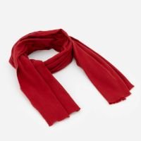 Cachecol Maquinetado com Felpas na Barra Vermelho