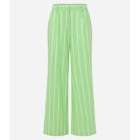Calça Reta em Tricoline Listrada em Alfaiataria Verde
