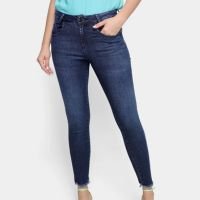 Calça Jeans Skinny Oh,Boy! Barra Desfiada Cintura Média Feminina - Azul