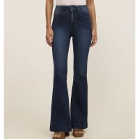 Calça Flare Jeans com Bolsos Azul