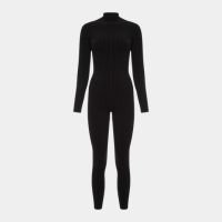 Macacão Canelado Manga Longa Preto